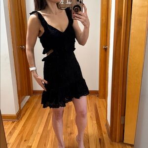 Aqua Black Eyelet Cutout Dress